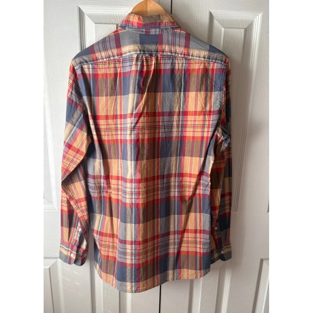 🆕 J. Crew Orange Plaid 100% Cotton Shirting Slim Fit Button Up Shirt S